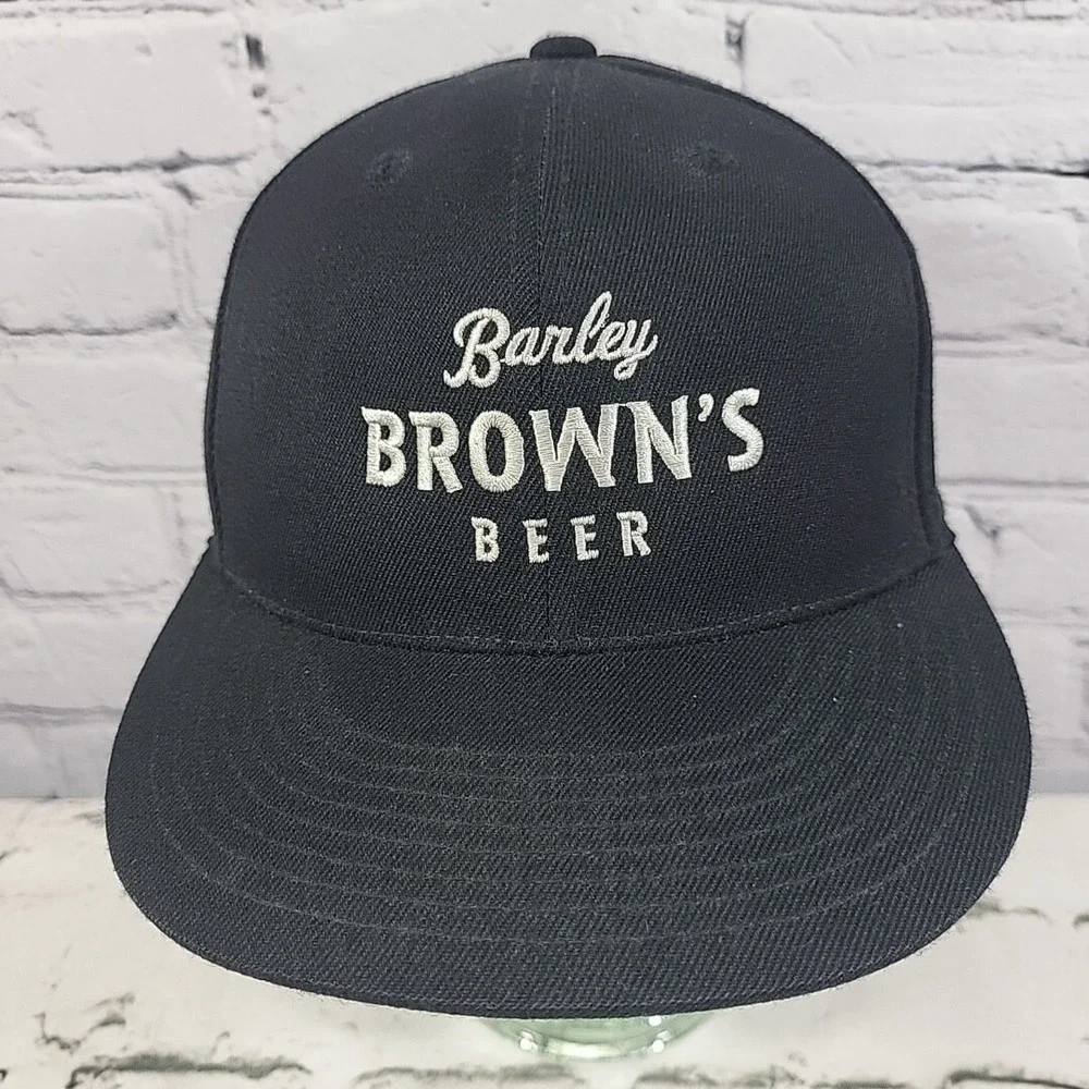 Barley Browns Beer Hat Mens Size 6 7/8-7 1/4 Black 210 Fitted By Flexfit Cap